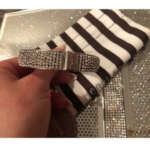 Henri Bendel Hinged Oval silver bangle Bracelet!